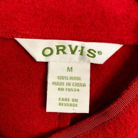 Orvis Size M 100% Wool Red 3 Button Sweater Blazer - Picture 3 of 8